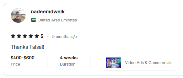 nadeemdweik, United Arab Emirates, 5 stars: Thanks Faisal!